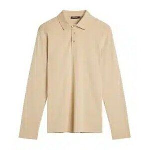 New J Lindberg Asher Long Sleeve Golf Polo Mens XXL Safari Beige Designer Luxury